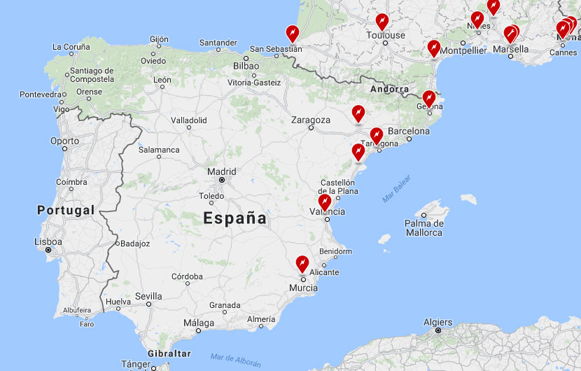 Supercargadores actuales 2016. Tesla España